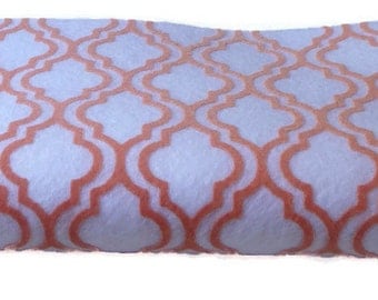 Felt fabric, feutre tissu, patterned felt, arts and crafts, feutre, lines, lined fabric, crafting, tangerine, white, four pieces