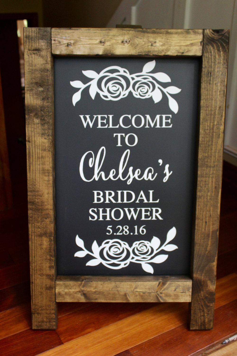BRIDAL SHOWER ROSES Chalkboard Easel Sign Wedding Day Decor