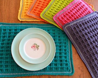 crochet placemat pattern - Waffle Stitch Crochet Placemat Pattern pdf file