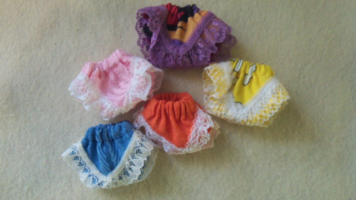 Barbie Panties Lot of 5 Assorted Matterials and Lace