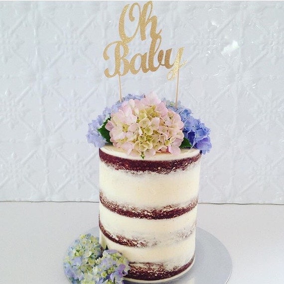 Gold Glitter 'OH BABY' Cake Topper / Baby by ...
