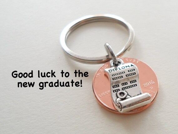 Diploma Penny Keychain Graduation Gift Lucky by JewelryEveryday