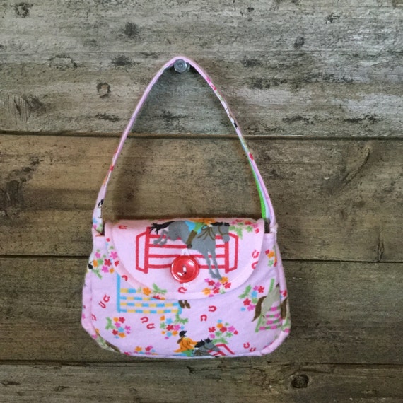 Girls Fabric Purse with Button Horse jumper WALLET SOLD
