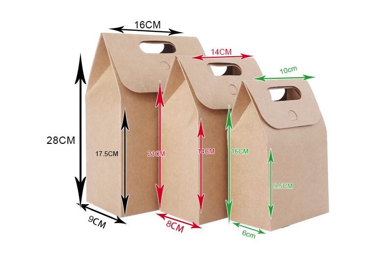 10pcs 350gram Kraft Paper Bag with handle THREE SIZES