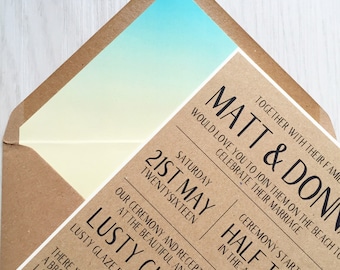 Rustic beach wedding invitation