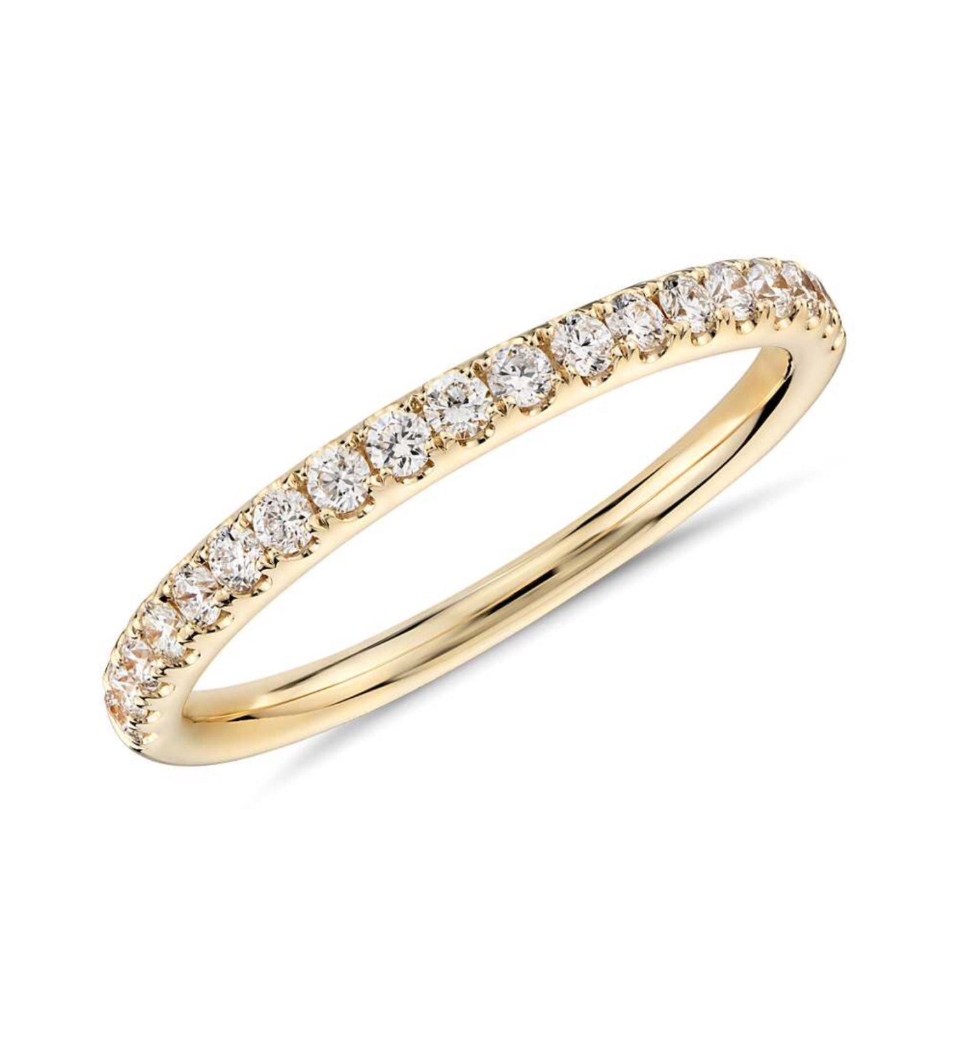 14 K Diamond Pave Eternity Band 1.6mm Half Eternity Diamond