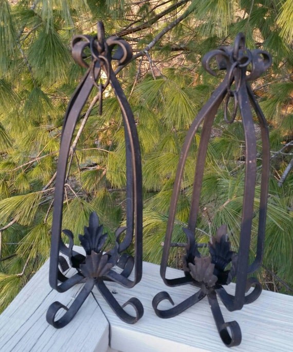Hanging Candle Holders Wrought Iron Home Decor by OldFangledFinds