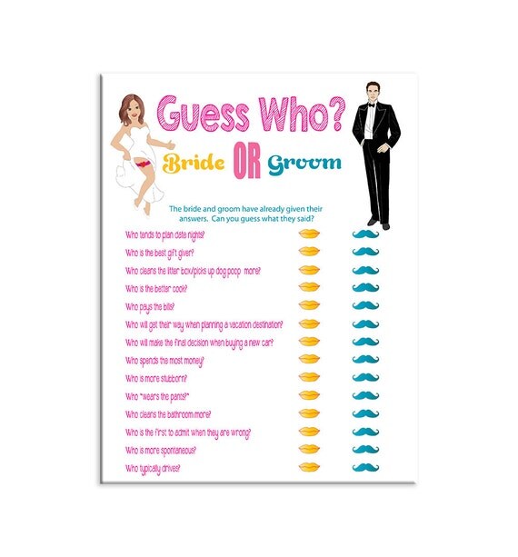 Guess Who Shower Game Bridal Bride And Groom Pink Yellow Teal Instant Download Couples Guess Who Shower Game Bridal Bride And Groom Pink Yellow Teal Instant Download Couples