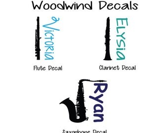 Woodwind Decals, Flute Decal, Clarinet Decal, Saxophone Decal