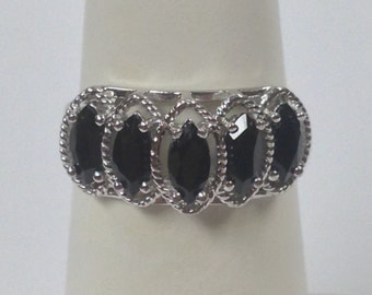 Natural Black Onyx Ring 925 Sterling Silver