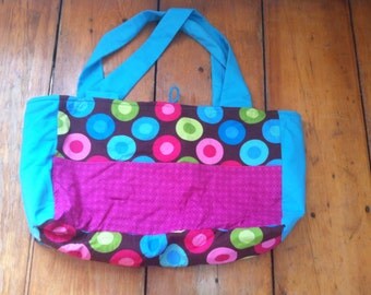 Pink Teal and Brown Dotted Bag