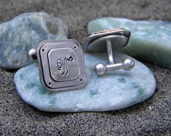 Sterling Silver Cuff Links - Personalized With Initial