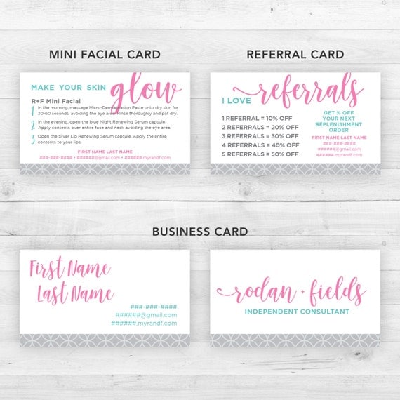 Rodan And Fields Business Cards Referral Cards Mini Facial