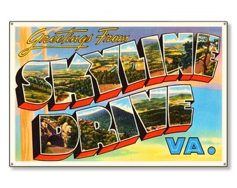 Skyline Drive Virginia va Old Retro Vintage Travel Postcard Reproduction Metal Sign Art Wall Decor STEEL not tin 36x24 FREE SHIPPING