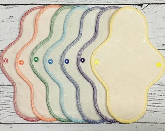 Set of 7) 10" bamboo velour cloth panty liners