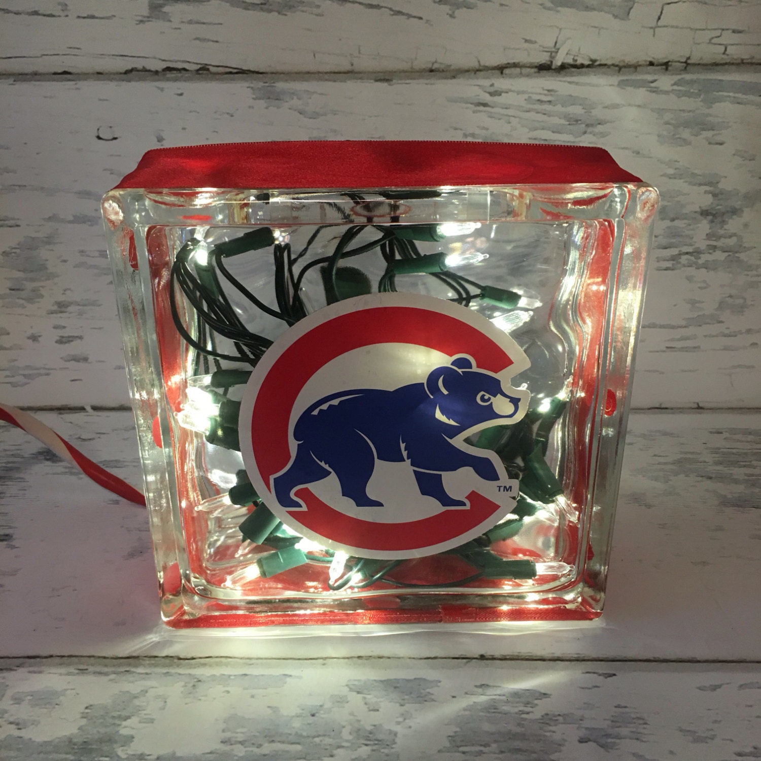 Chicago Cubs Glass Block Unique Gift Bar Light by BMHCreations