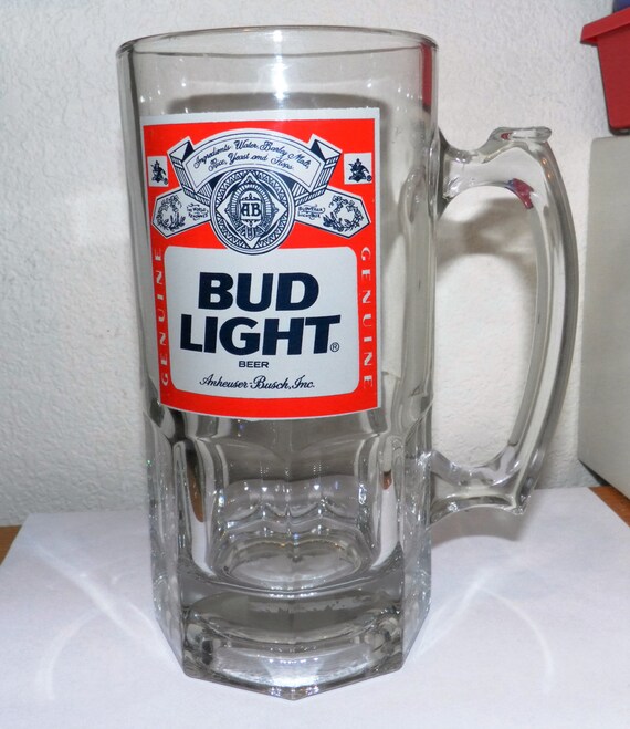 Vintage Classic Glass Bud Light Extra Large Stein Beer Mug
