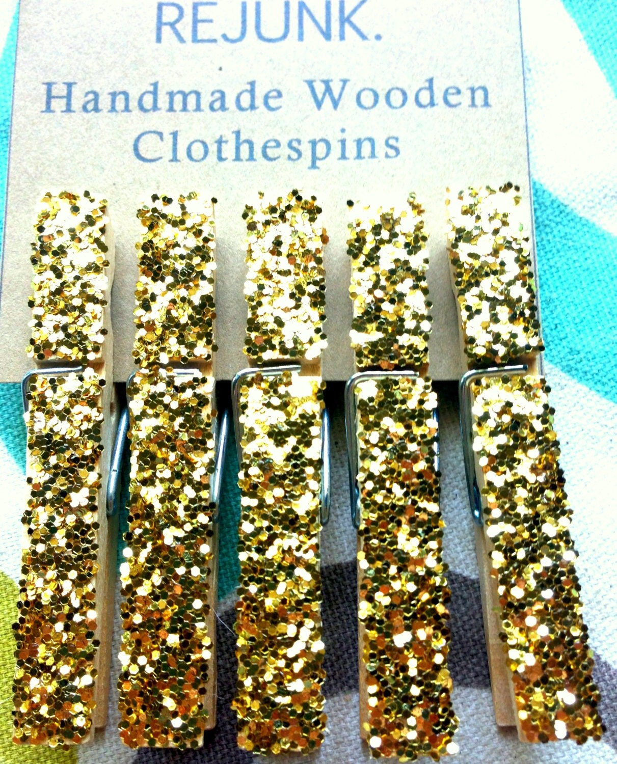 Gold glitter clothes pins clothespins gold office by REJUNK