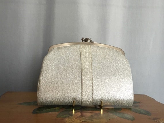 Silver Clutch Purse Small Metal Chain Strap Vintage Handbag