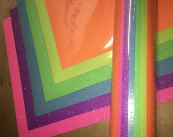 Siser Neon Glitter heat transfer vinyl 6 color pack 12" x 20" / HTV glitter / Glitter Heat transfer craft / Tee shirt Vinyl / Graphic htv