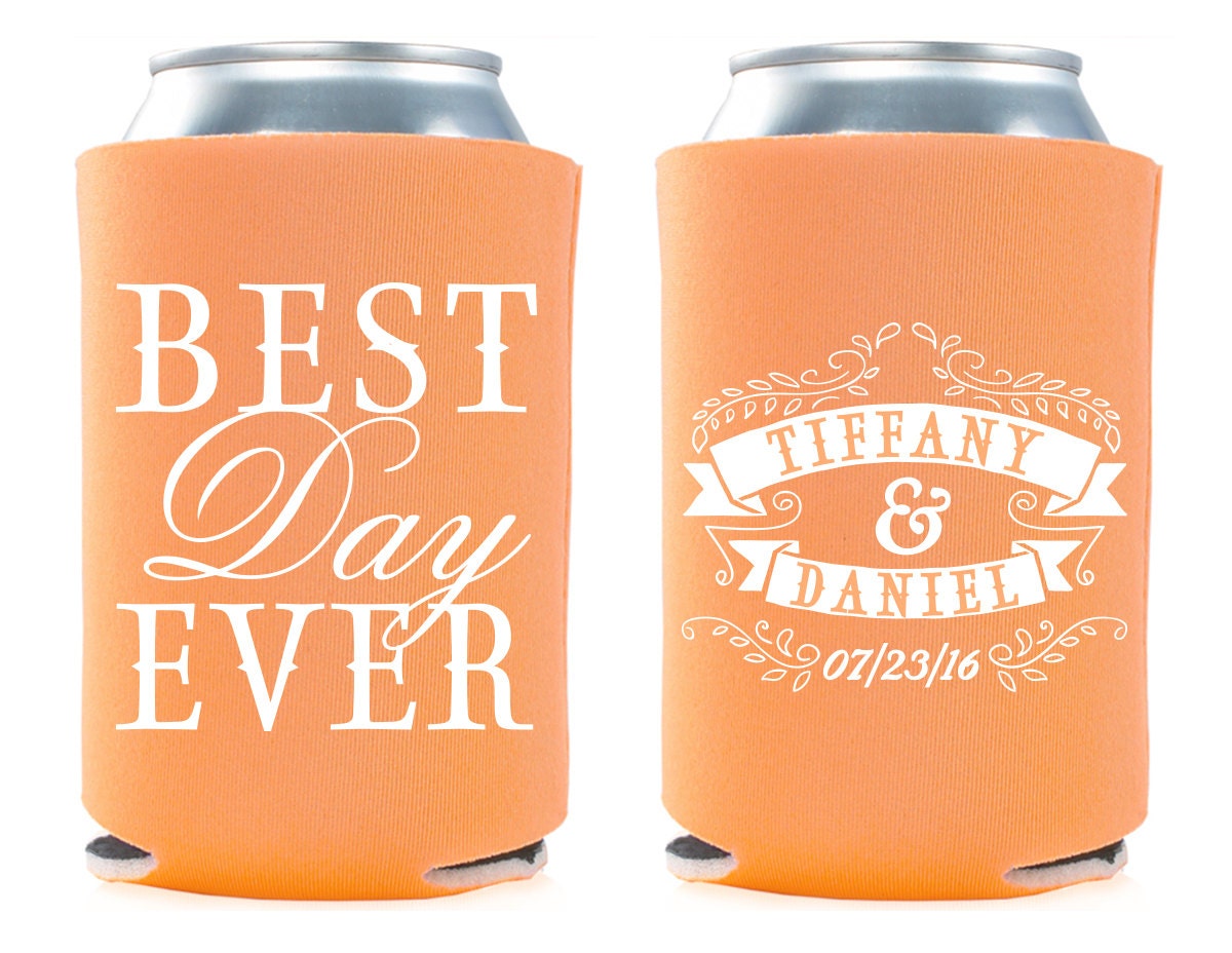 Custom Wedding Can Cooler Wedding Favor Best Day Ever