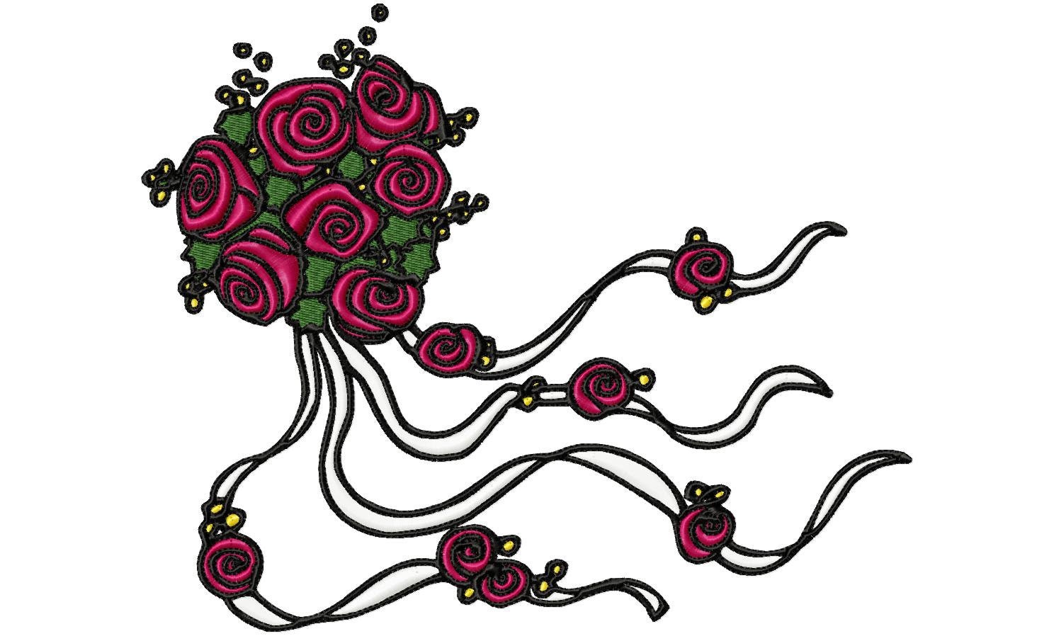 Roses Bouquet Embroidery Design File .vip .vp3 .hus .pes .pec