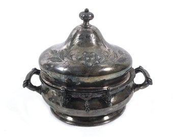 Antique Butter Dome in Quadruple Silverplate by Rockford Silver, Victorian Repousse Butter Dish