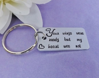 Angel Keyring - Angel Keychain - Memory Keyring - Memory Keychain - Handstamped Personalised Keyring - In Loving Memory - Sympathy Gift -