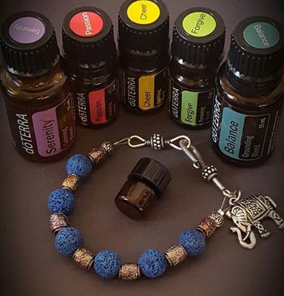 Doterra Essential Oil Diffuser bracelet Blue Lava Rocks by BlingU
