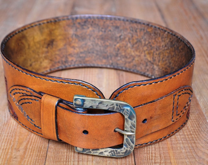 Leather Waist Belt, Corset Belt, Leather Belt, Wide Tan Leather Belt, Waist bohemian belt, Accessories, Solid brass buckle