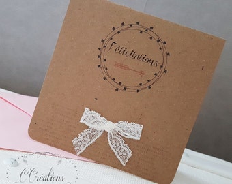 Wedding congratulations card or birth { Bohème }