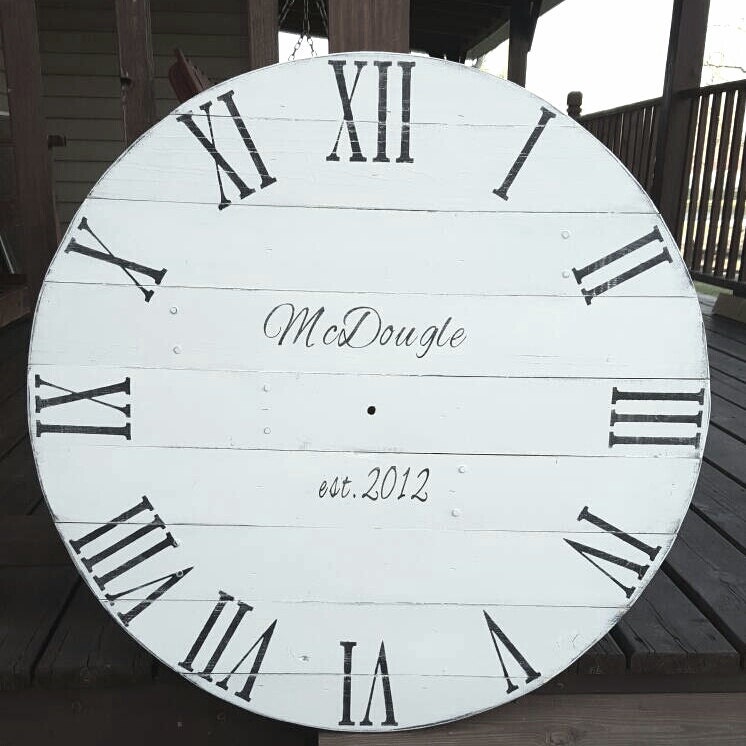 Antique White Wood Clock Wall Clock Rustic Clock