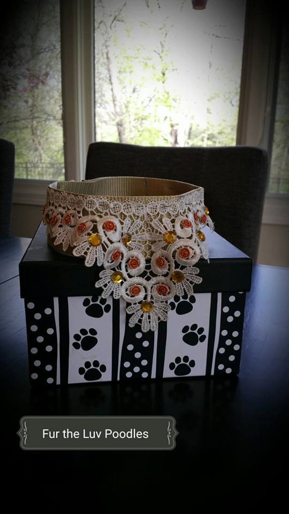 Lace and Rhinestone Velcro Dog Collar/ Necklace by LuvofPoodles