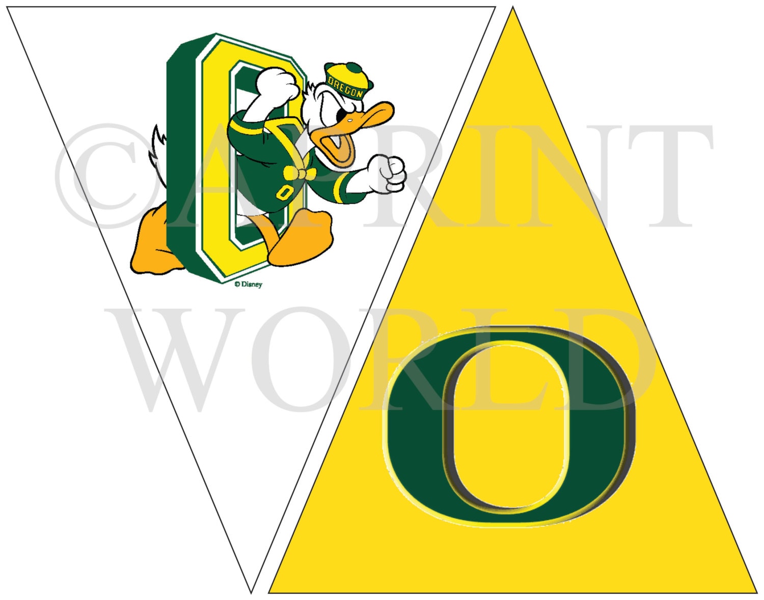 University of Oregon printable flags with U of O Ducks logo.