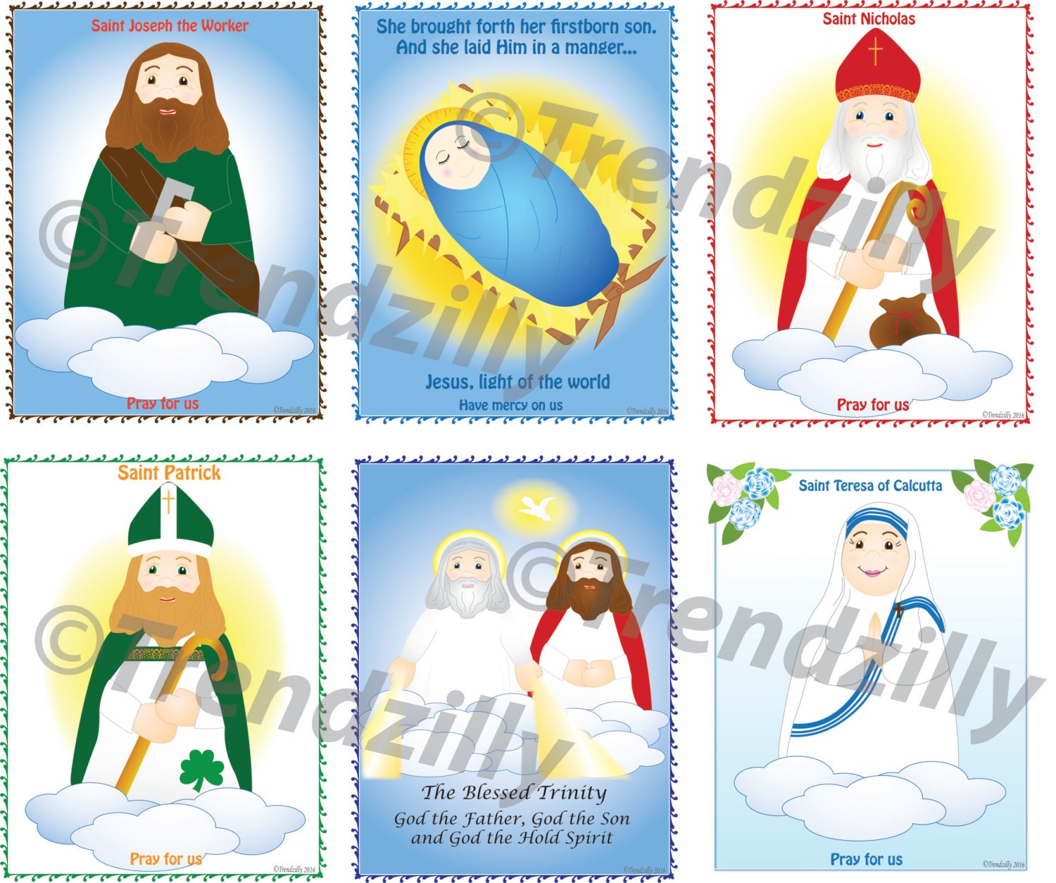 Soft Saint Holy Card Set, Saint Trading Cards, Kids Saint Cards, Feast ...