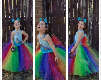 Inspired Handmade Tutu Dress Rainbow dash costume - Rainbow Birthday party, Tea party, size nb to 12years