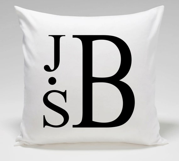 Monogram Throw Pillow Cover 18 x 18 Cotton Twill with Zipper