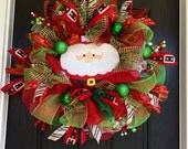 Santa Clause wreath, Santa deco mesh wreath, Christmas deco mesh wreath, Christmas mesh wreath, holiday wreath, front door wreath