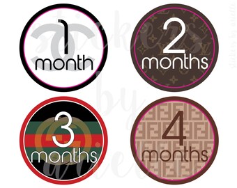 Month by Month Baby Stickers - Designer Logos