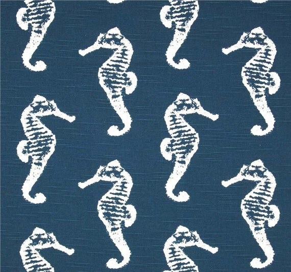 Sea Horse Nautical Cotton Fabric by the Yard by CottonCircle