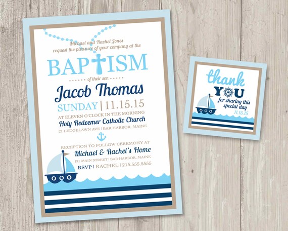 Nautical Themed Baptism Invitations 3