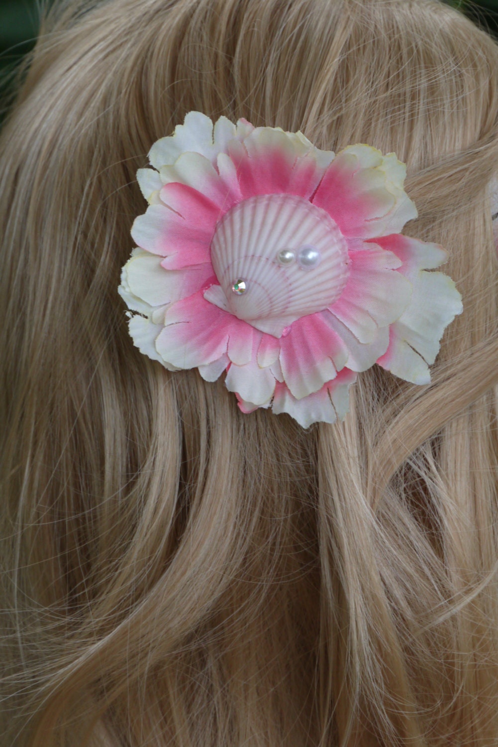 Seashell pearl hairclip mermaid hair clip seashell hair