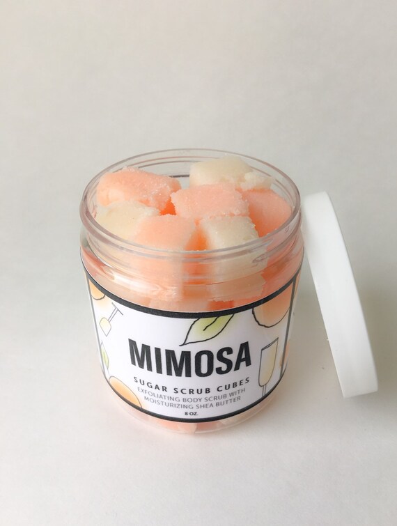 Mimosa Sugar Scrub Cubes. 8 ounce jar by LeelooSoap on Etsy