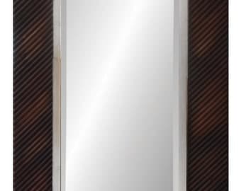 Modern Espresso Reclaimed Wood Mirror outside dimension 24x48