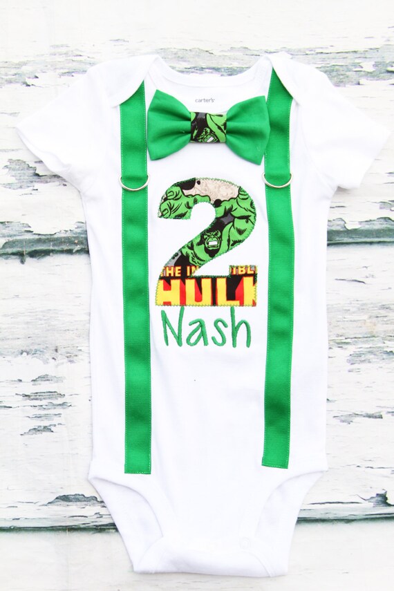 Baby Boy 2nd birthday Hulk Themed onesie toddler boy second