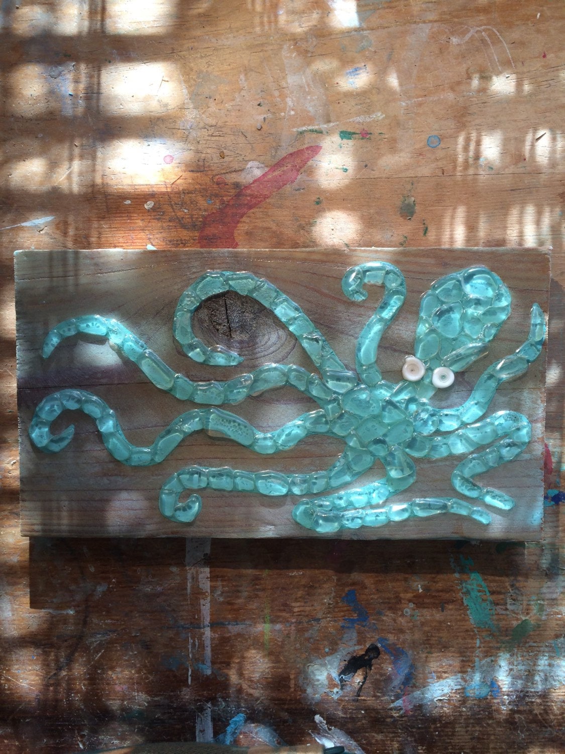 Sea Glass Art Octopus wall decor Sea glass mosaic octopus baby