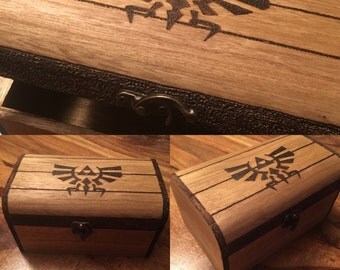 Legend of Zelda inspired chest with drop latch with optional sound box.