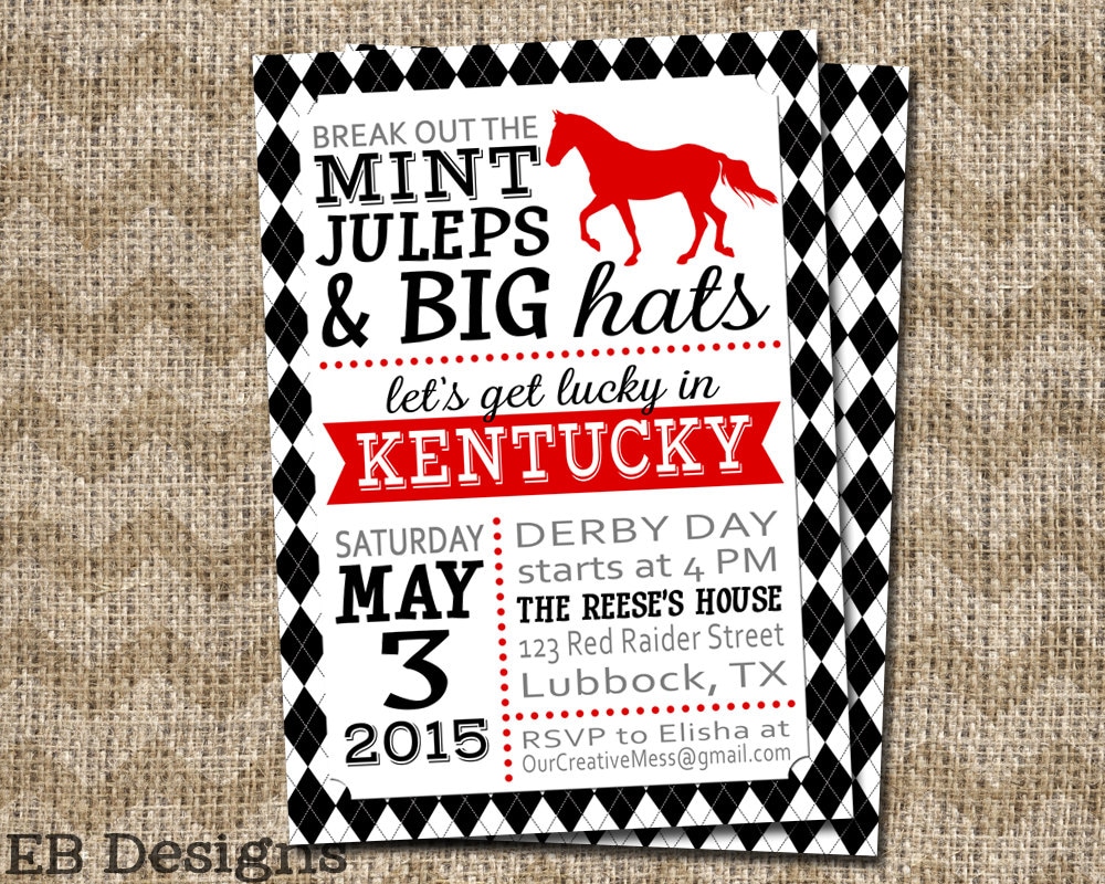 Kentucky Derby Invitation by ElaineBallDesigns on Etsy