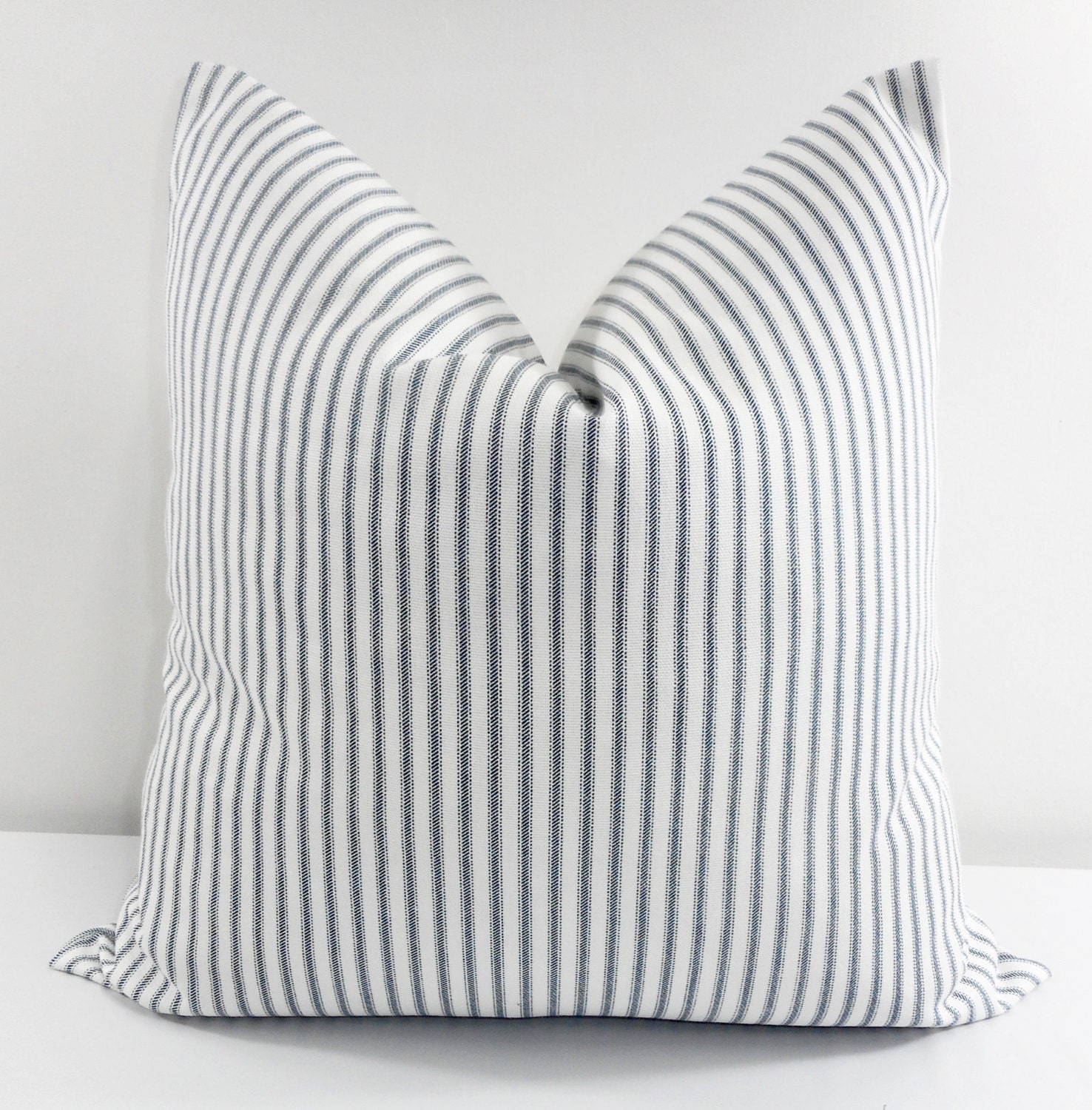 SALE Classic Stripe Pillow Cover. Navy Blue and White. Sofa