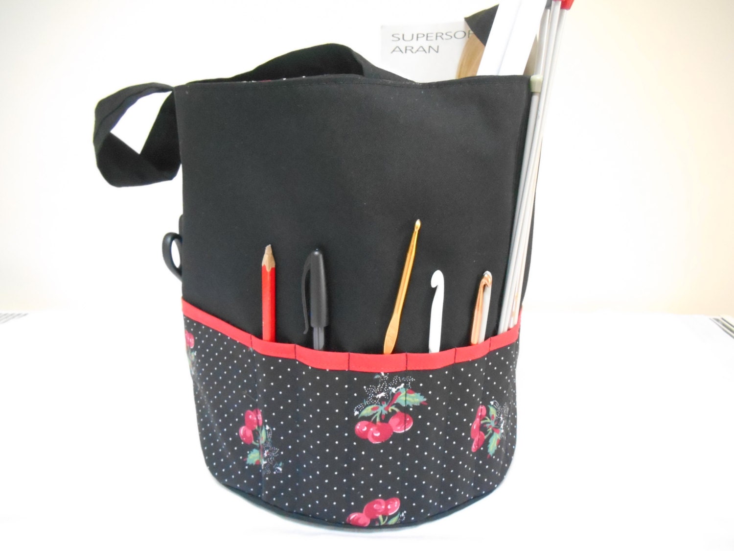 Knitting Bag Crocheting Sewing Bag Round Tote Project Bag